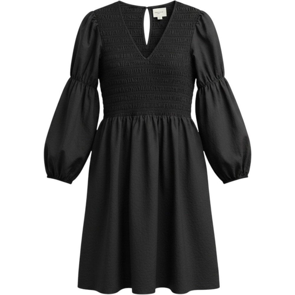 Pomander Place Tuckernuck Black Smocked Cotton Puff Sleeve Mini Dress V Size M